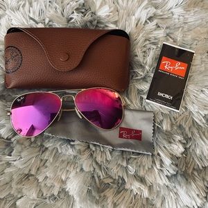 Ray Ban Pink Mirrored Aviators RB3025 112/4T 58-14